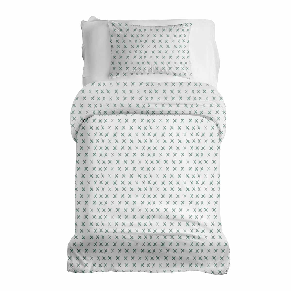 Therapy blankets bedding set with green crosses