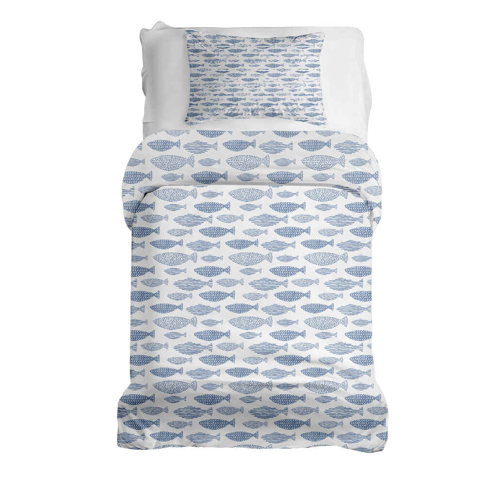 Therapy blankets bedding set blue fish