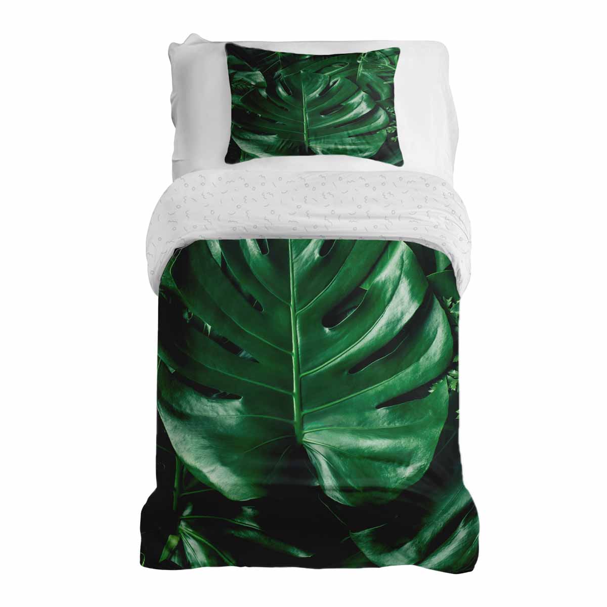 Therapy blankets bedding set with Monstera plant