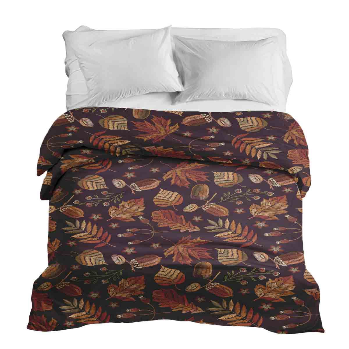 Couverture thérapeutique originale - Housse en coton feuilles d'automne brunes