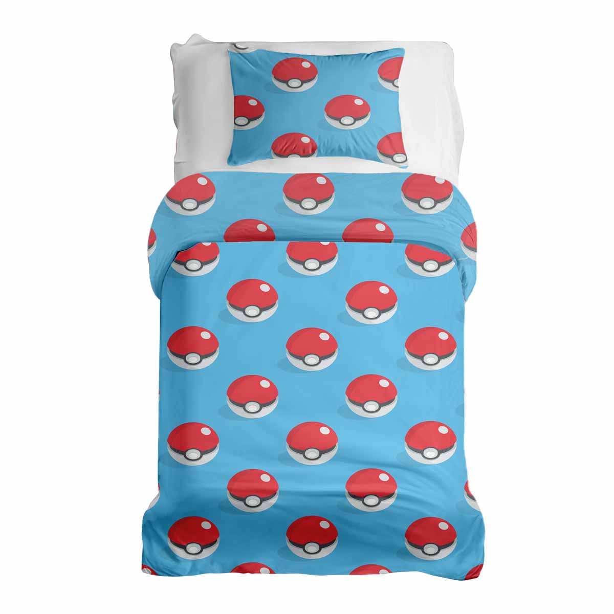 Therapy blankets bedding set light blue with Pokemon