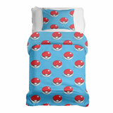 Therapy blanket bedding set, light blue, with Pokemon.