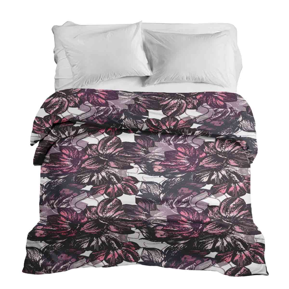Couverture thérapeutique originale - Housse en coton avec mer de fleurs violettes