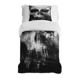 Therapy blanket bedding set, black with mottled pattern.