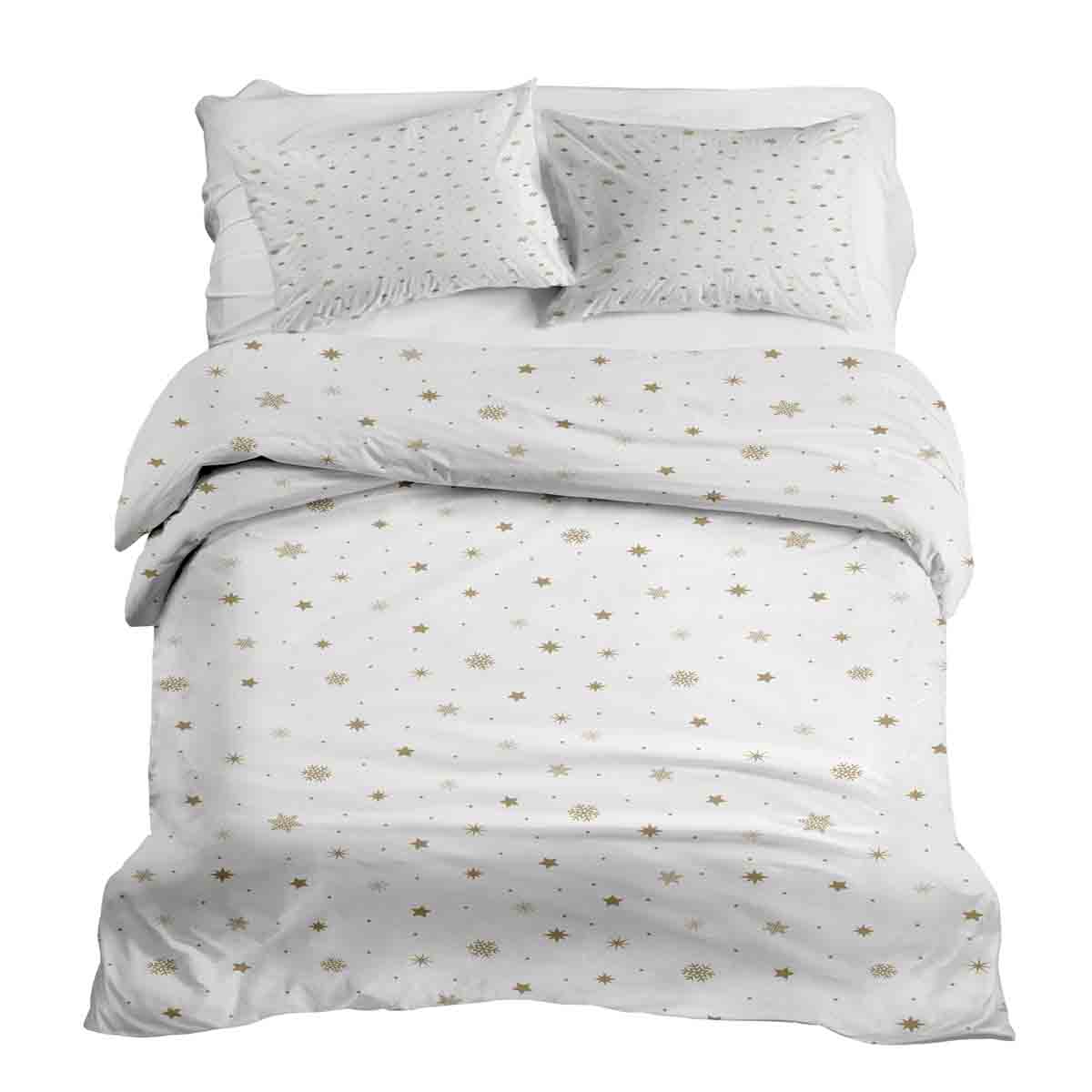 Therapy blankets bedding set white with golden stars