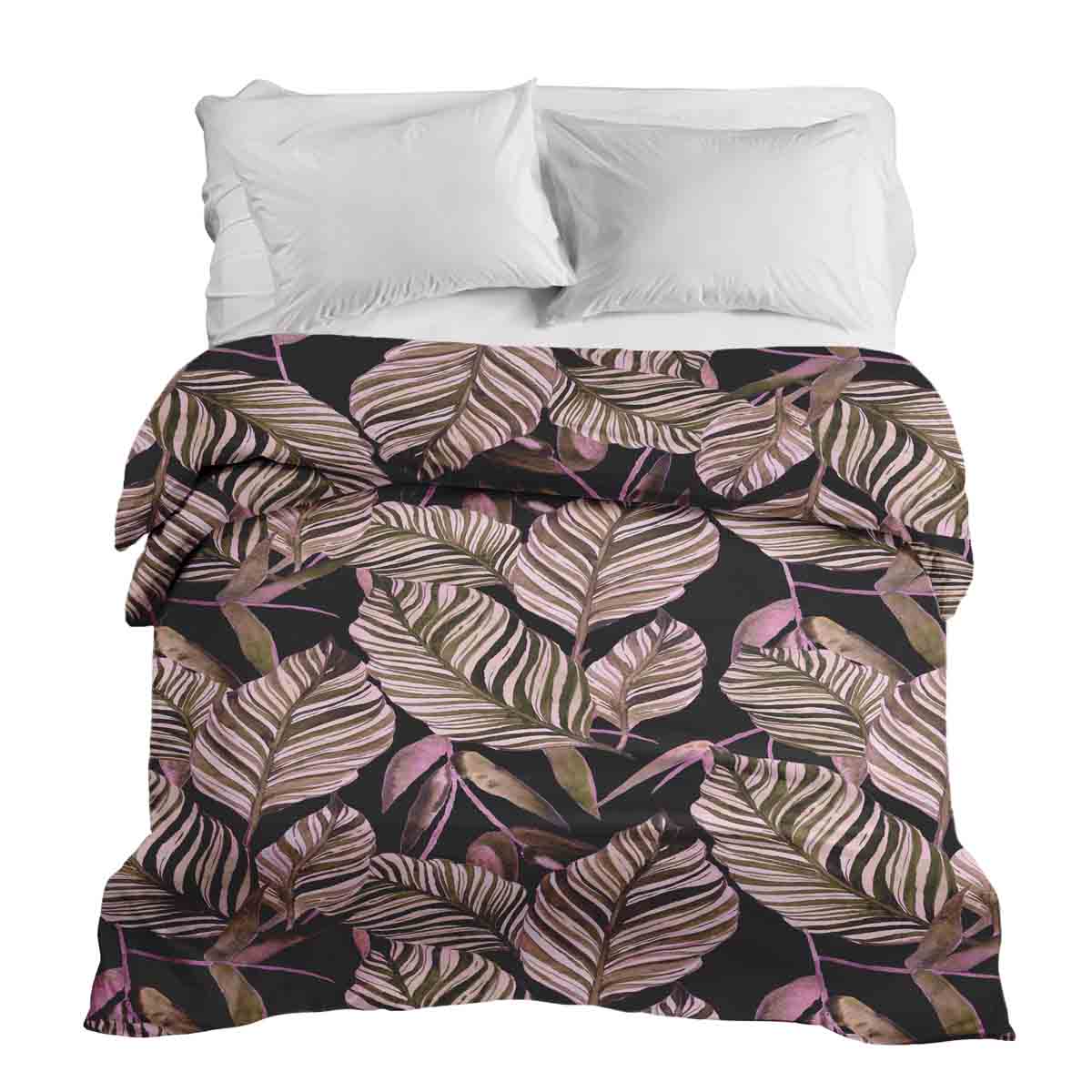 Original therapy blanket - cotton cover black with purple leaves