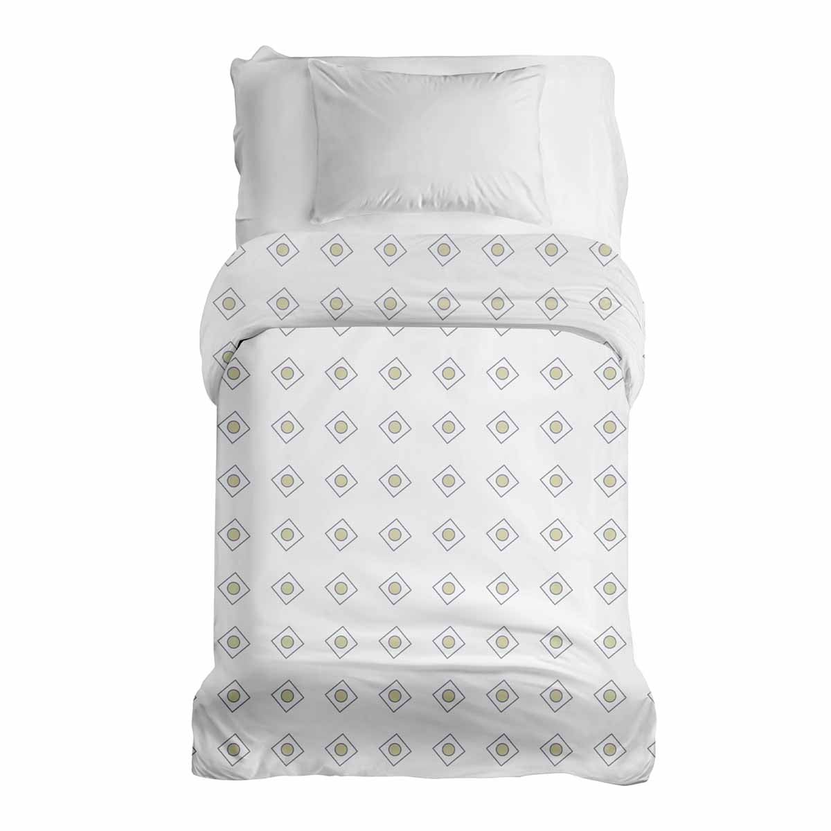 Couverture thérapeutique originale - Housse en coton blanche avec cercles verts