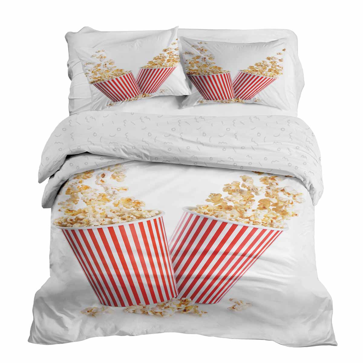 Therapy blankets bedding set white with popcorn