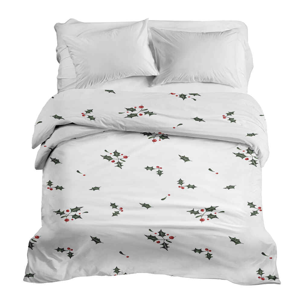 Couverture thérapeutique originale - Housse en coton blanc Branches de gui