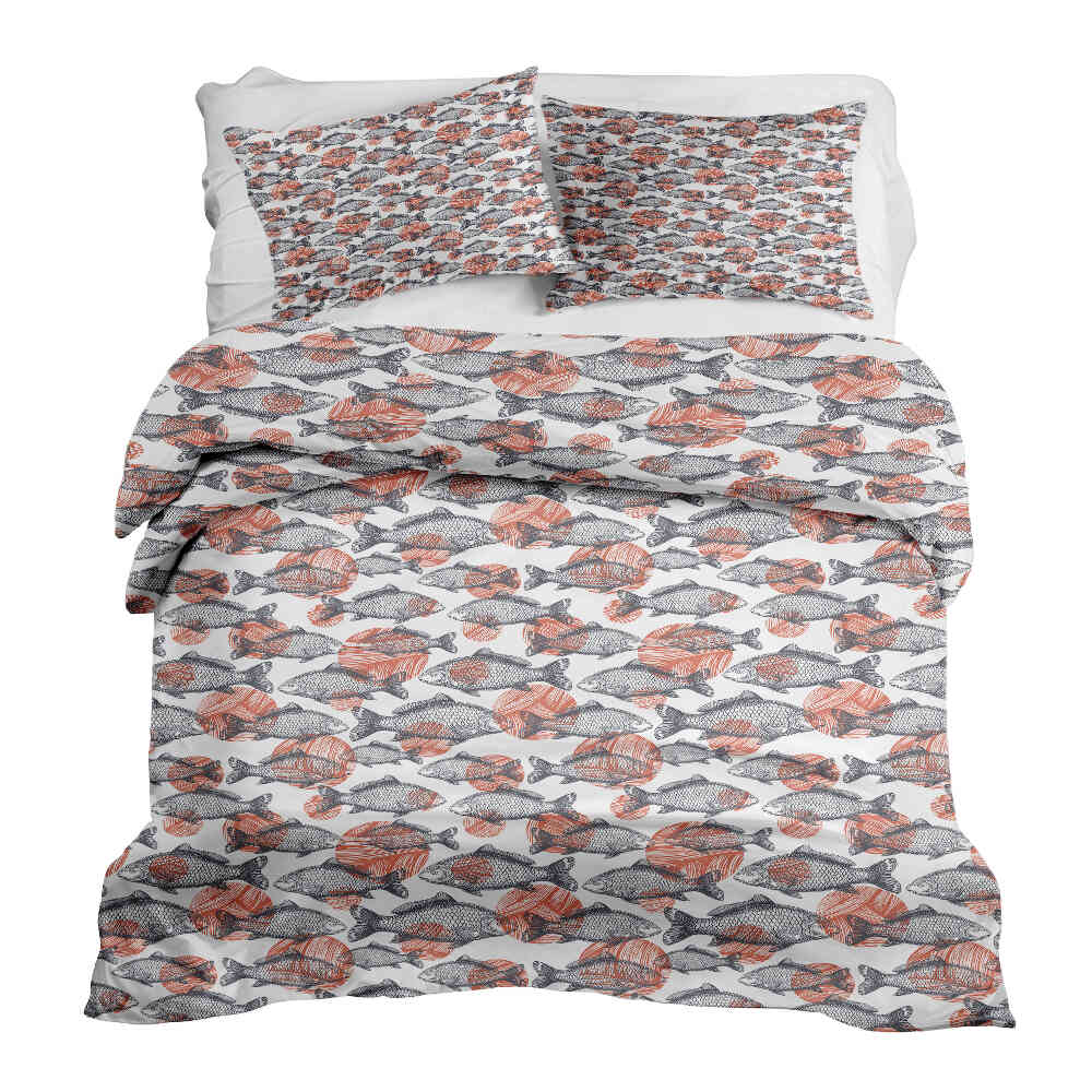 Therapy blankets bedding set gray fish