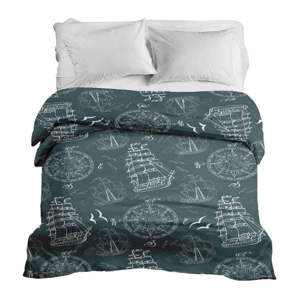 Original therapy blanket - cotton cover with ships