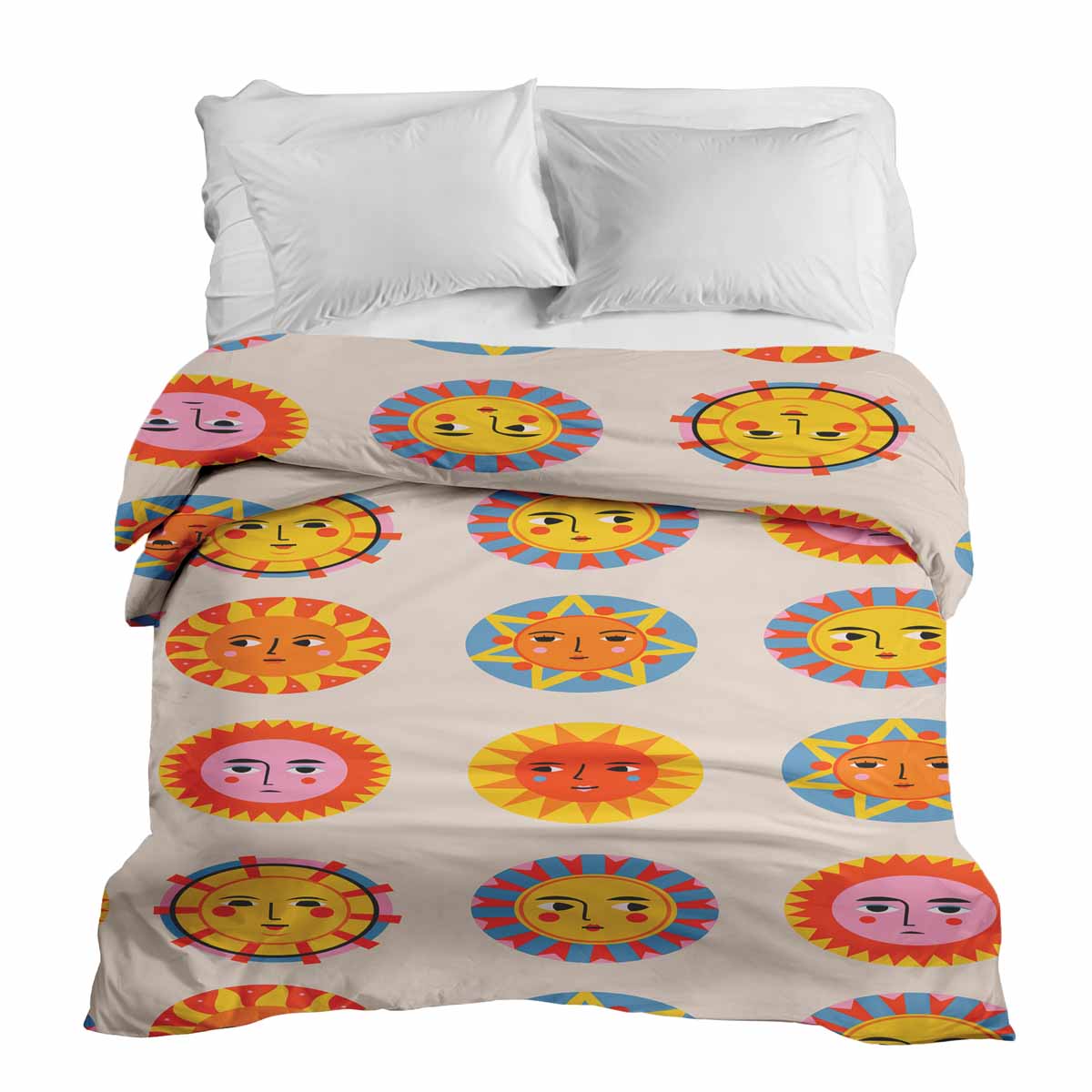 Couverture thérapeutique originale - Housse en coton beige avec soleil