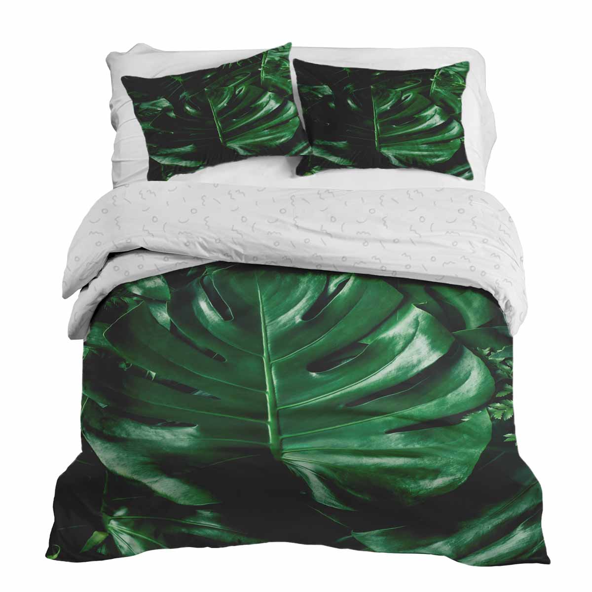 Therapy blankets bedding set with Monstera plant