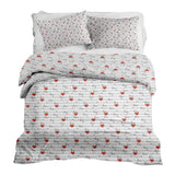 Therapy blanket bedding set, white with "Love" lettering.