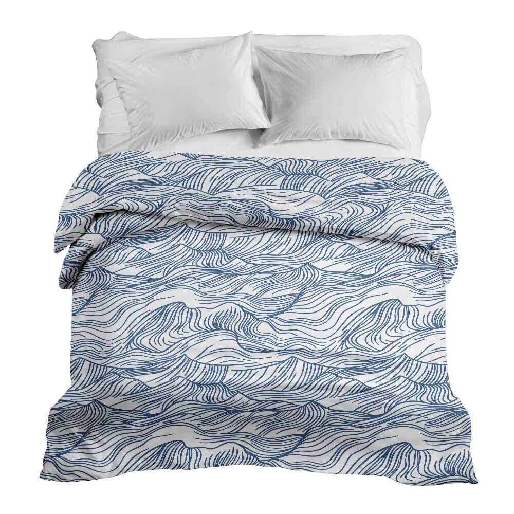 Couverture thérapeutique originale - Housse en coton vagues en bleu