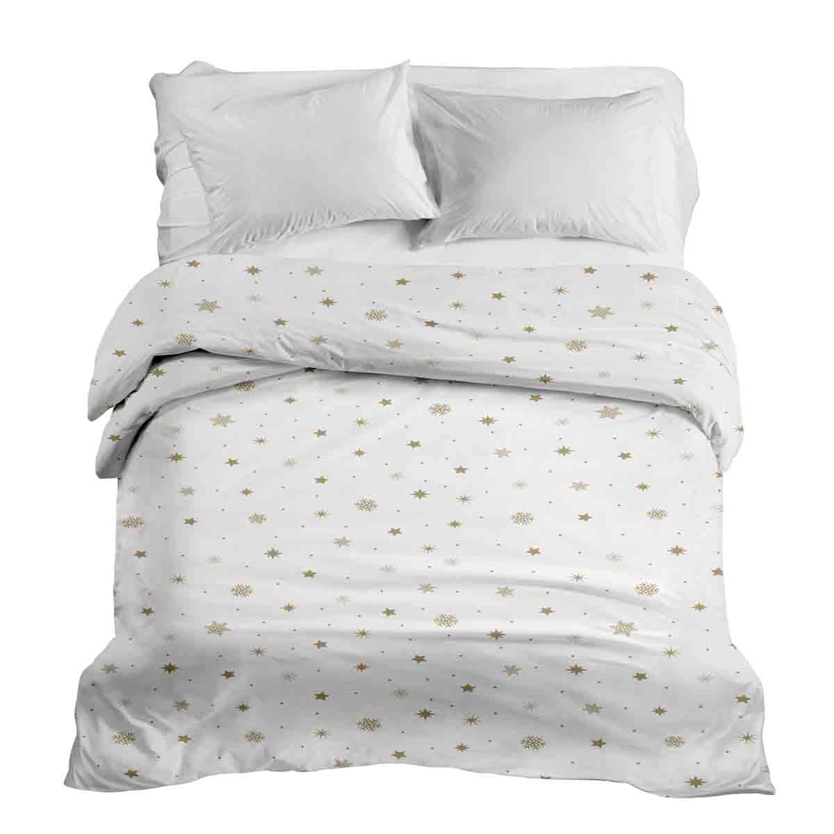 Couverture thérapeutique originale - Housse en coton blanc avec étoiles dorées