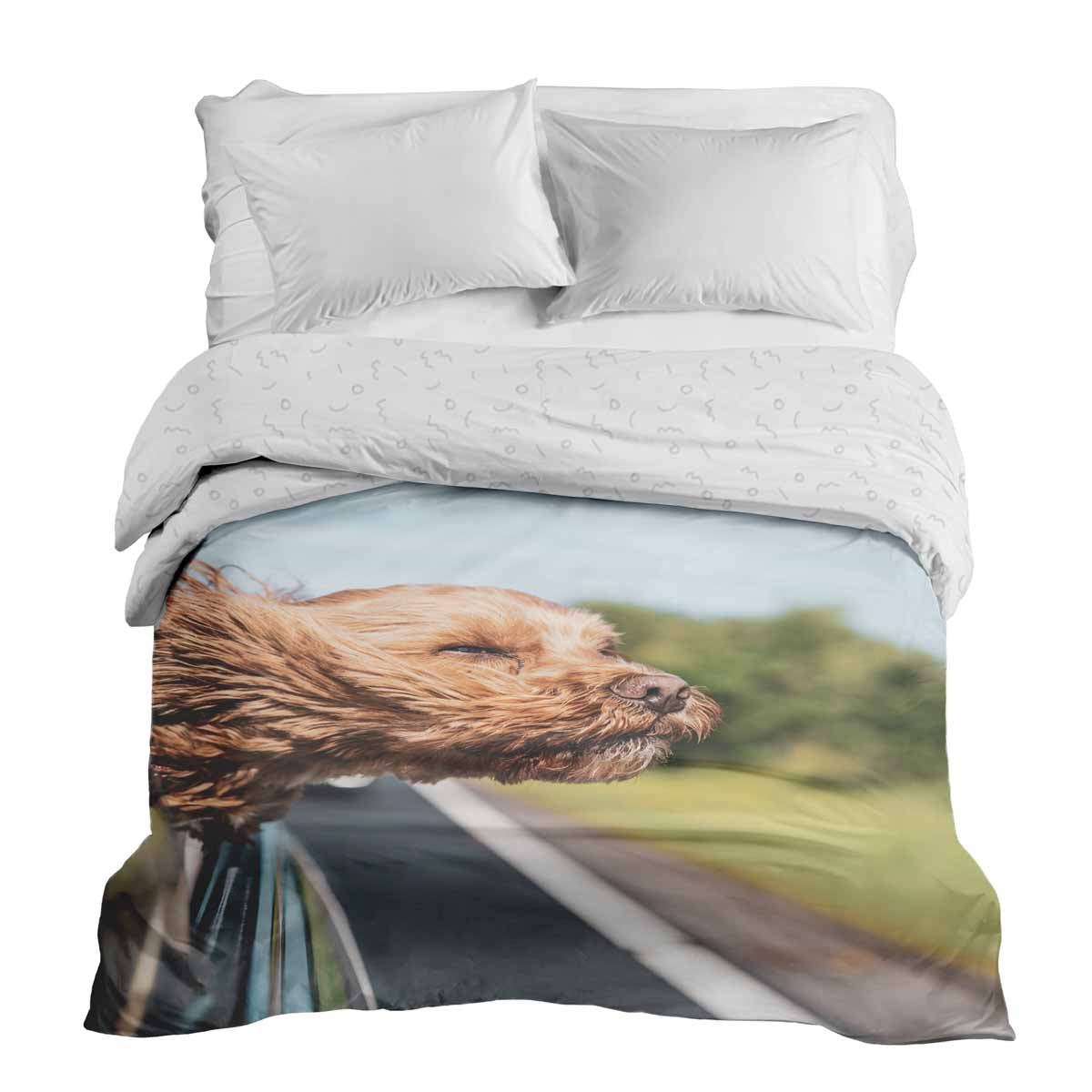 Original therapy blanket - cotton cover with dog in the car