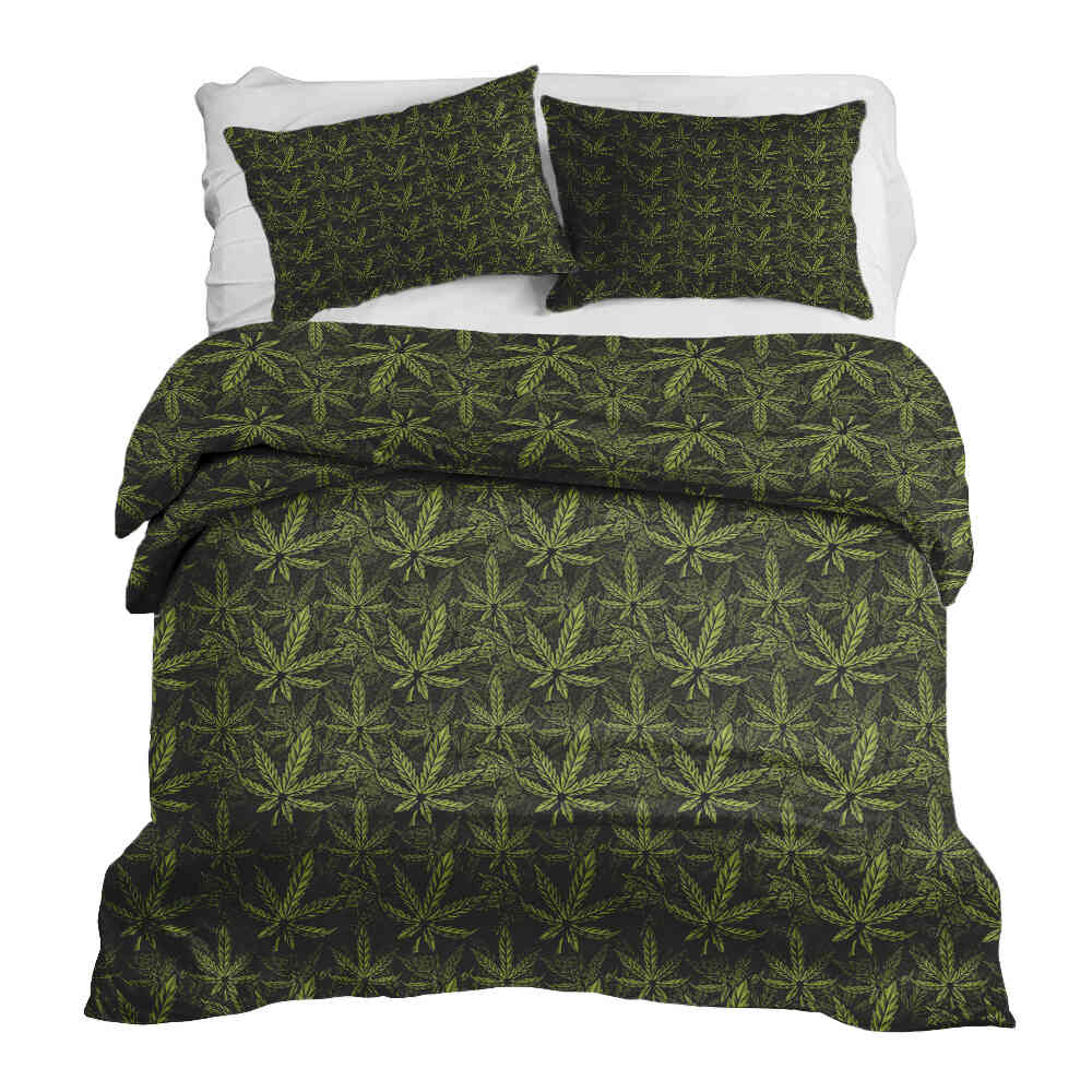Therapy blankets bedding set hemp leaf
