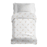 Therapy blanket and bedding set, white with dandelion flowers.