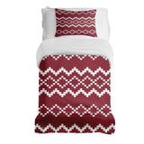 Therapy blanket and bedding set with red Christmas pattern.