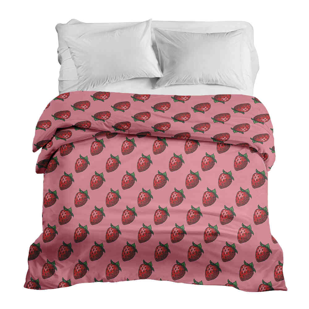 Couverture thérapeutique originale - Housse en coton rose avec fraises