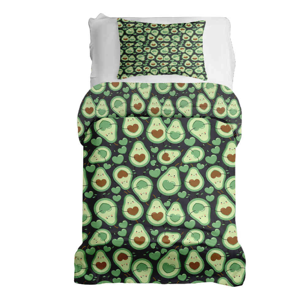Therapy blankets bedding set green avocados