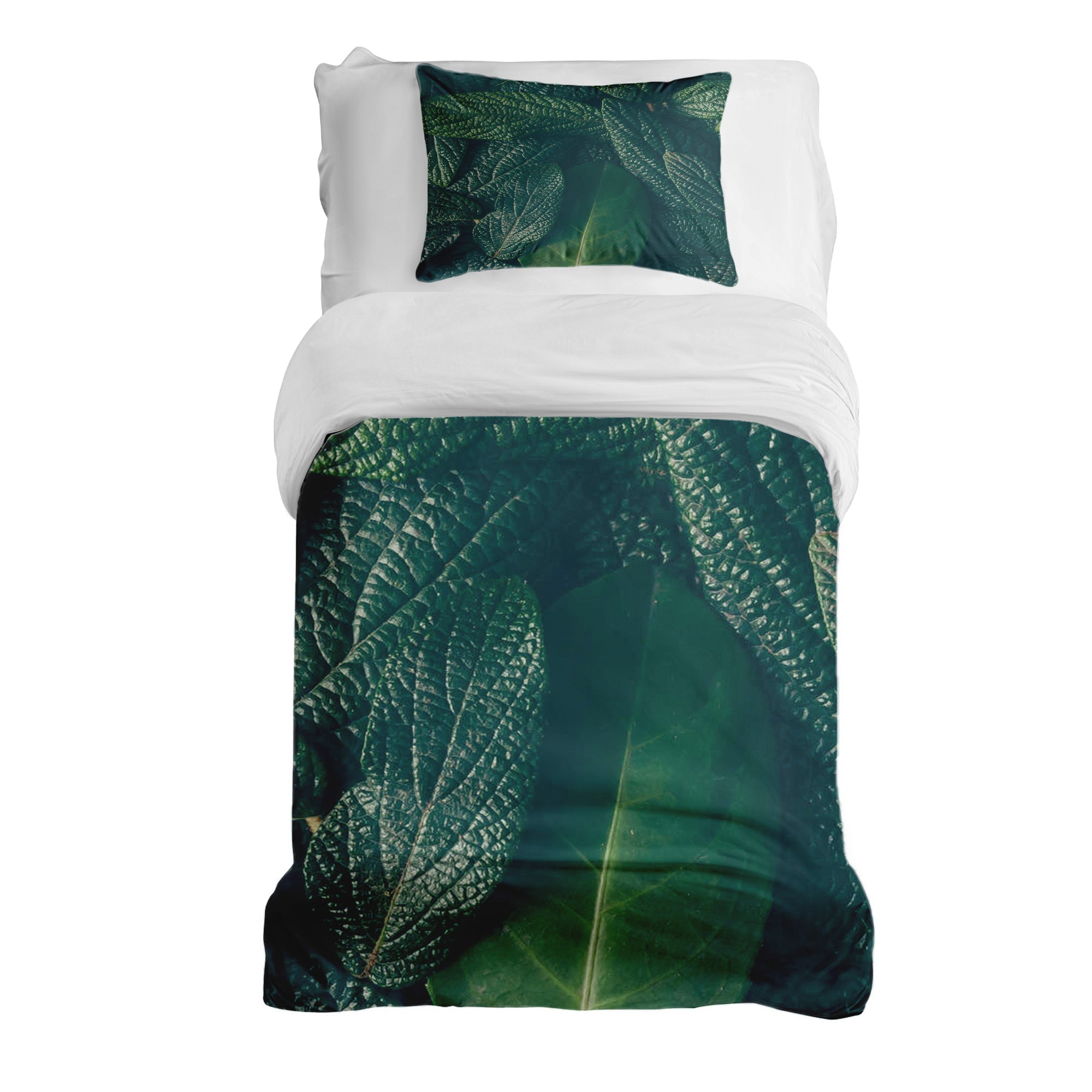 Therapy blankets bedding set green leaves