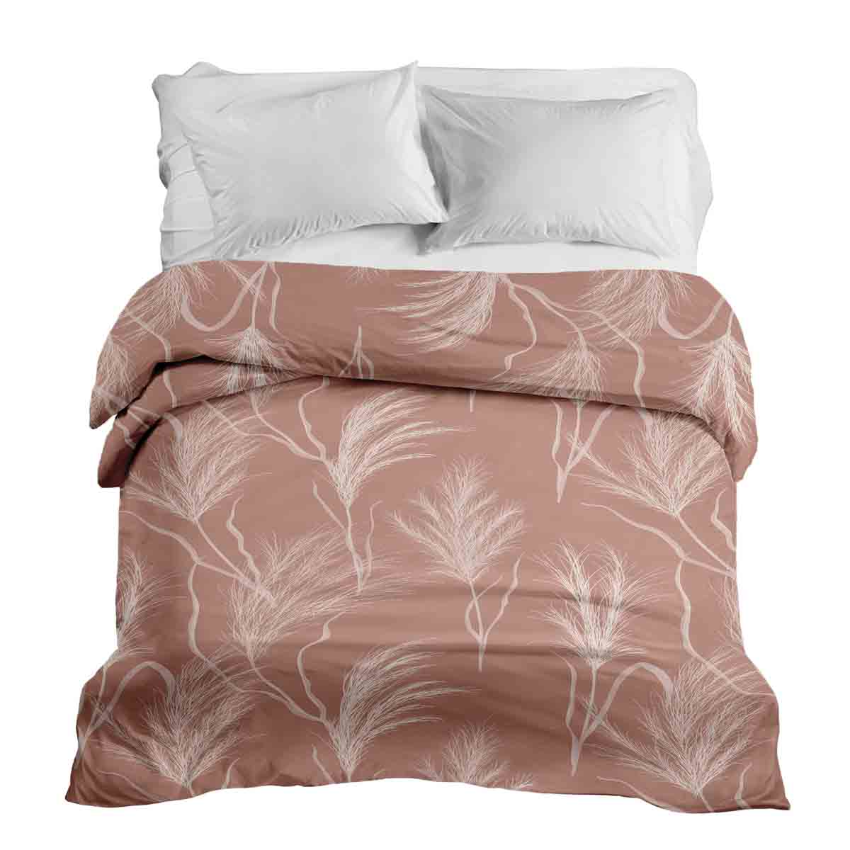 Couverture thérapeutique originale - Housse en coton vieux rose avec herbe de la pampa