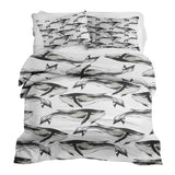 Therapy blanket and bedding set, black blue whale