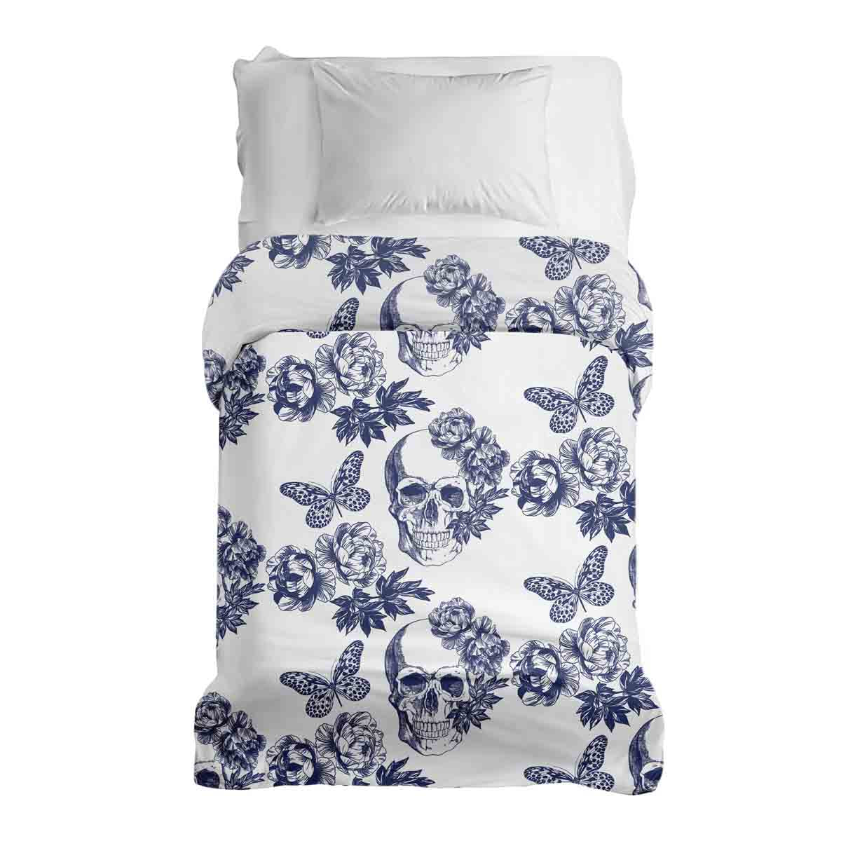 Couverture thérapeutique originale - Housse en coton Fleurs Crâne