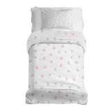 Therapy blanket and bedding set, white with small hearts.
