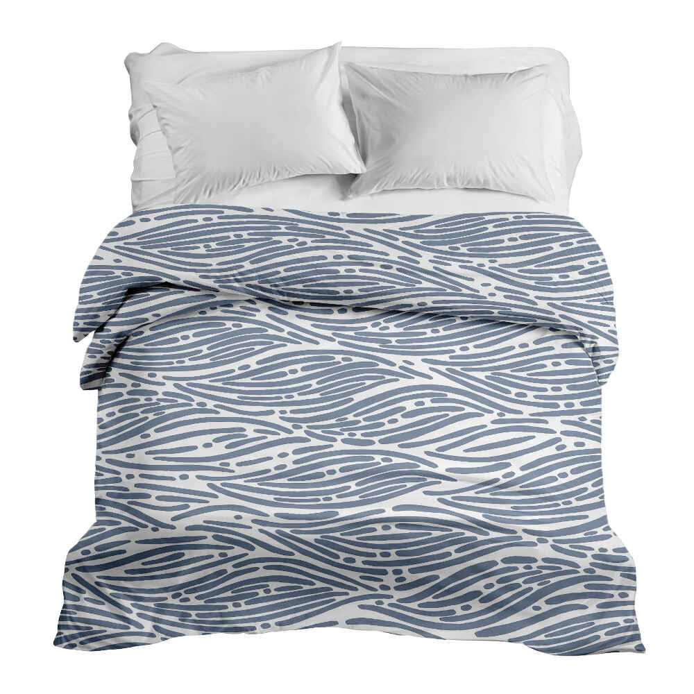 Couverture thérapeutique originale - Housse en coton motif ondulé bleu