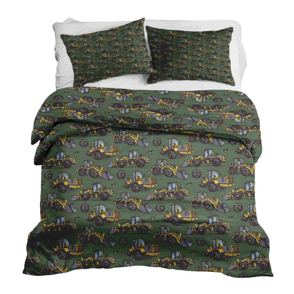 Therapy blankets bedding set green tractor