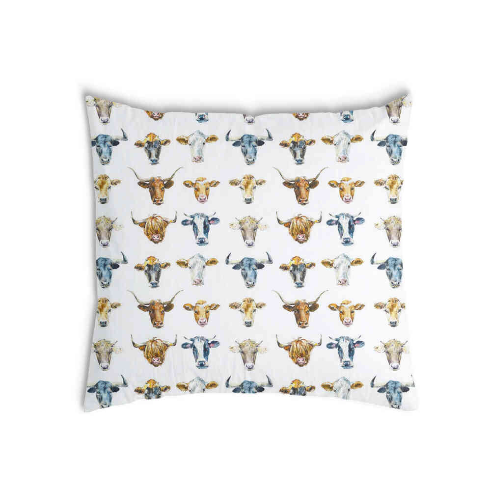 Coussin de santé blanc avec têtes de taureau