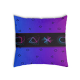 Purple health pillow with shapes