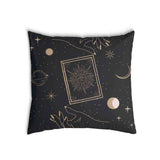 Health pillow black with sun, moon and stars
