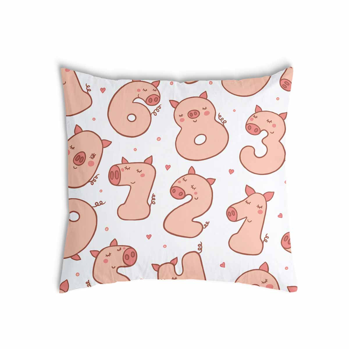 Health pillow white with numbers and pigs