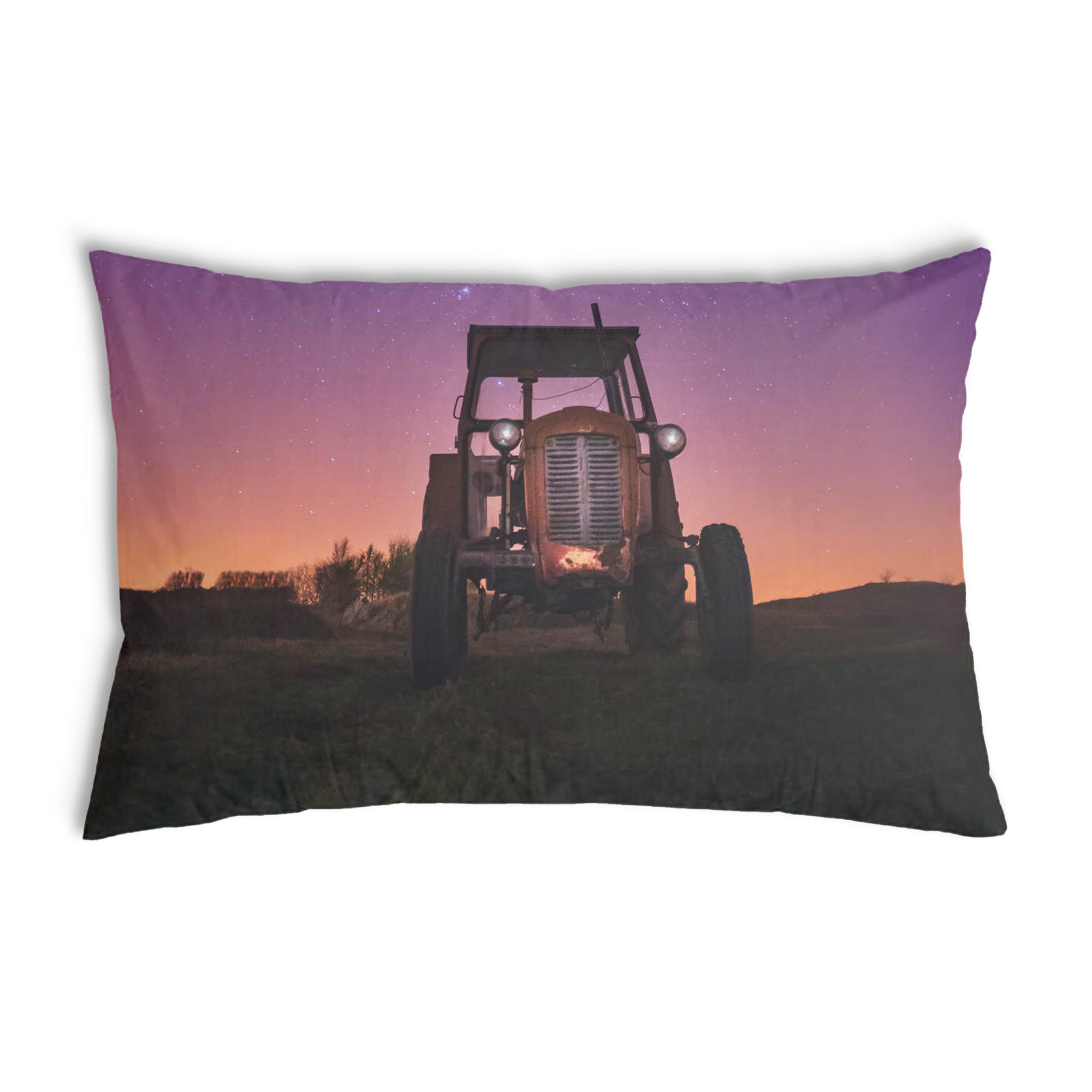 Coussin de santé violet avec tracteur