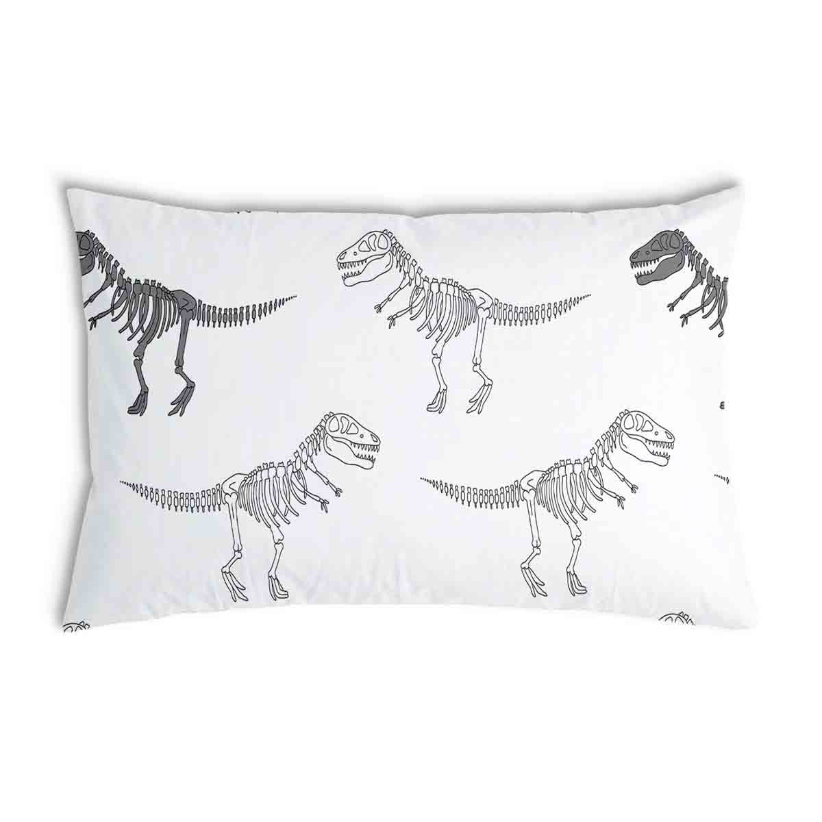 Coussin de santé blanc avec squelette de dinosaure