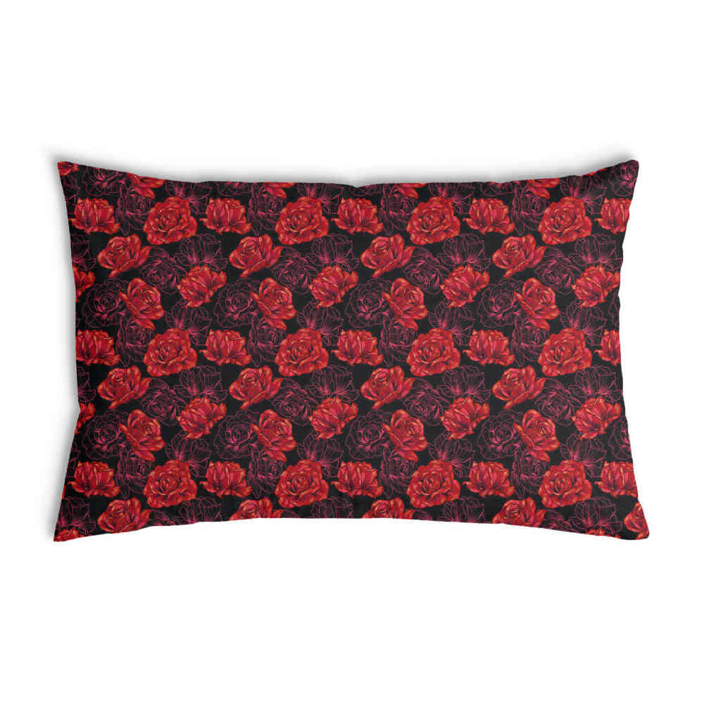 Coussin de santé noir avec des roses rouges