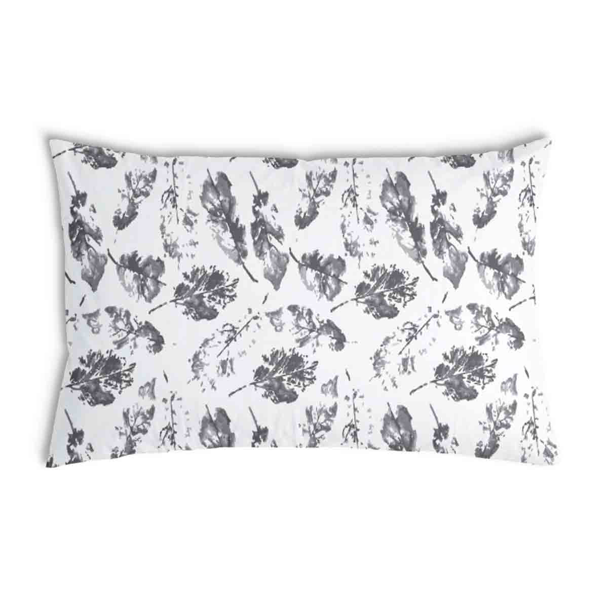 Health pillow white with gray leaves