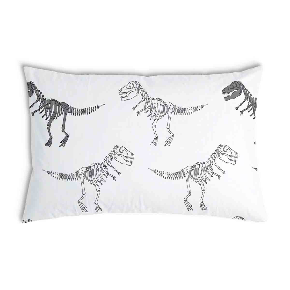 Coussin de santé blanc avec squelette de dinosaure