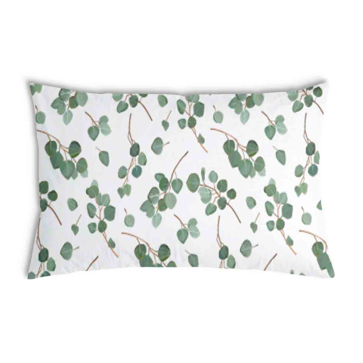 Health pillow white with eucalyptus branches