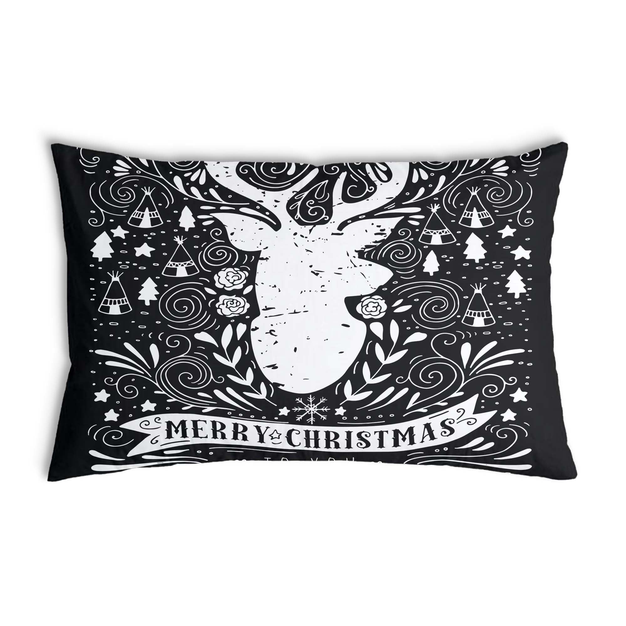 Health Pillow Black Merry Christmas