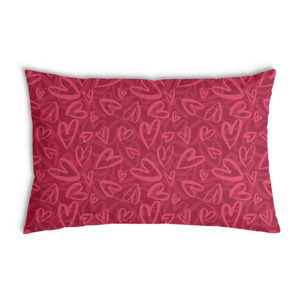 Coussin de santé rouge avec motif cœur rose