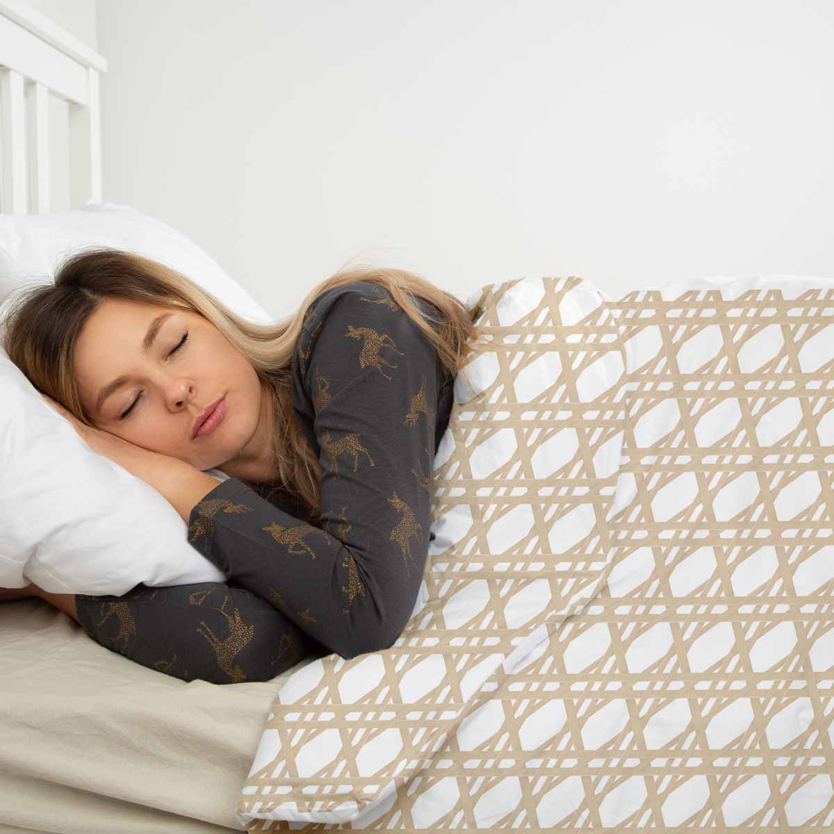 Original therapy blanket - cotton cover white with beige circles