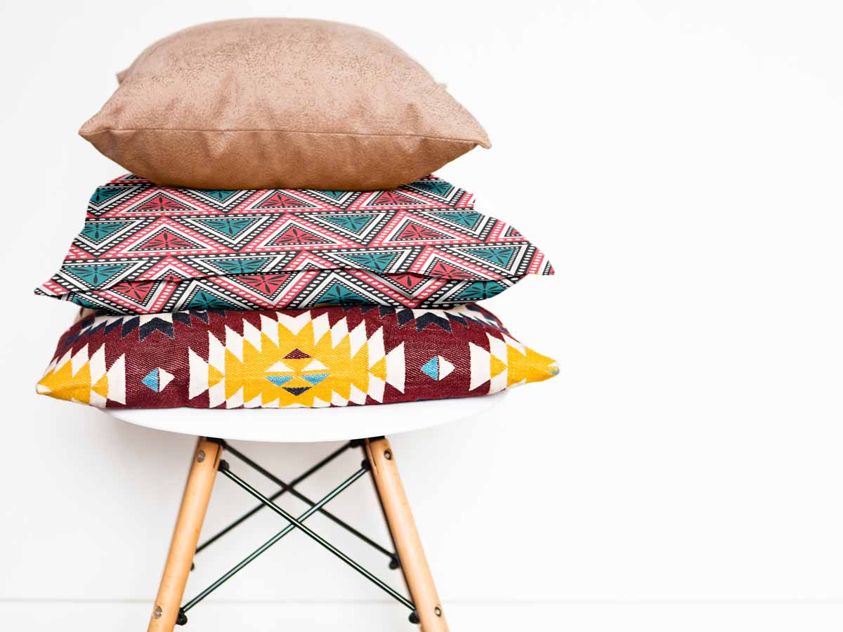 Health pillow with colorful triangles