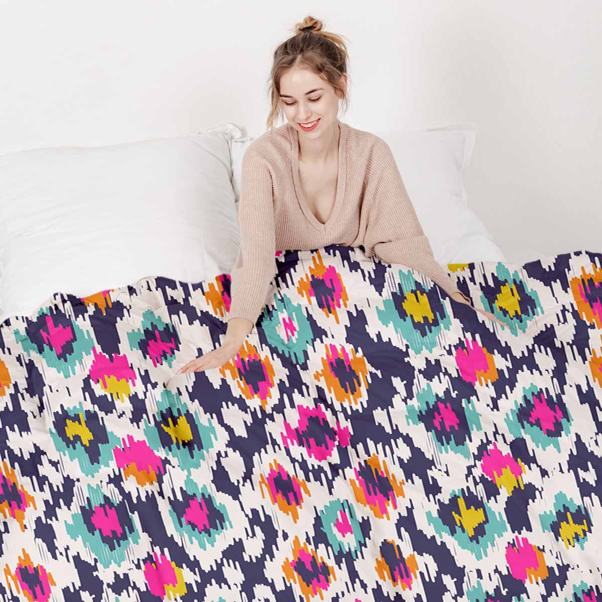 Couverture thérapeutique originale - Housse en coton colorée avec imprimé léopard