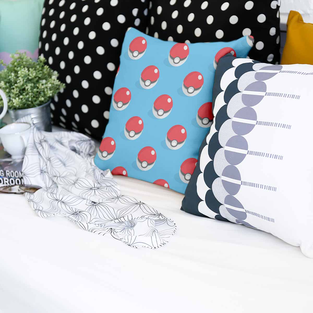 Health Pillow Light Blue with Pokemon