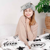 Therapy blanket bedding set, white with superheroes.